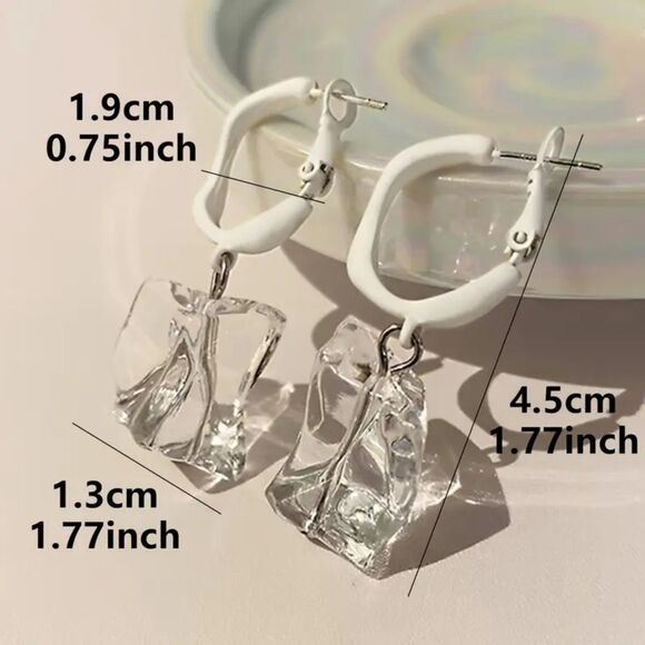 Chic, Stylish,, Unique, Fun, Playful, Vibe Acrylic Ice Cube Earrings - Picture 5 of 6